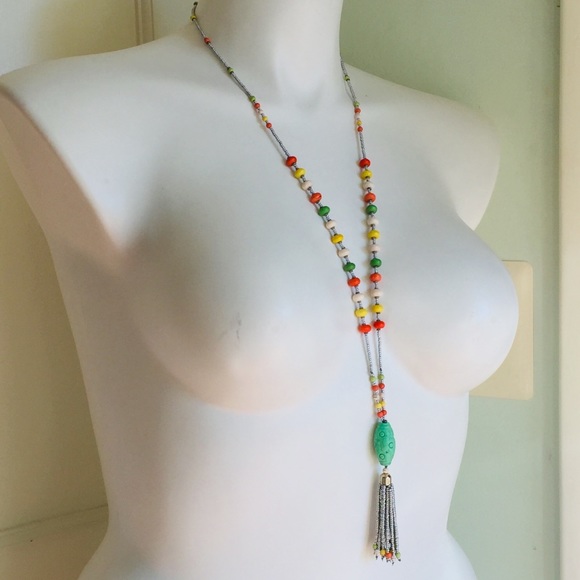 Long Handmade BoHo Tassel Necklace - Picture 2 of 4